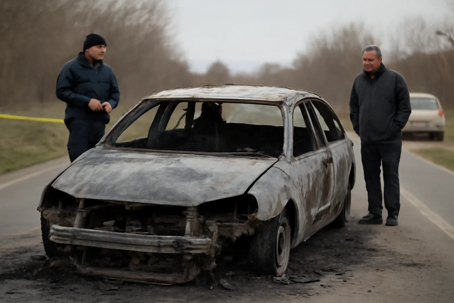 Cadavru descoperit într-un autoturism carbonizat la ieșirea din Oradea spre Sântandrei