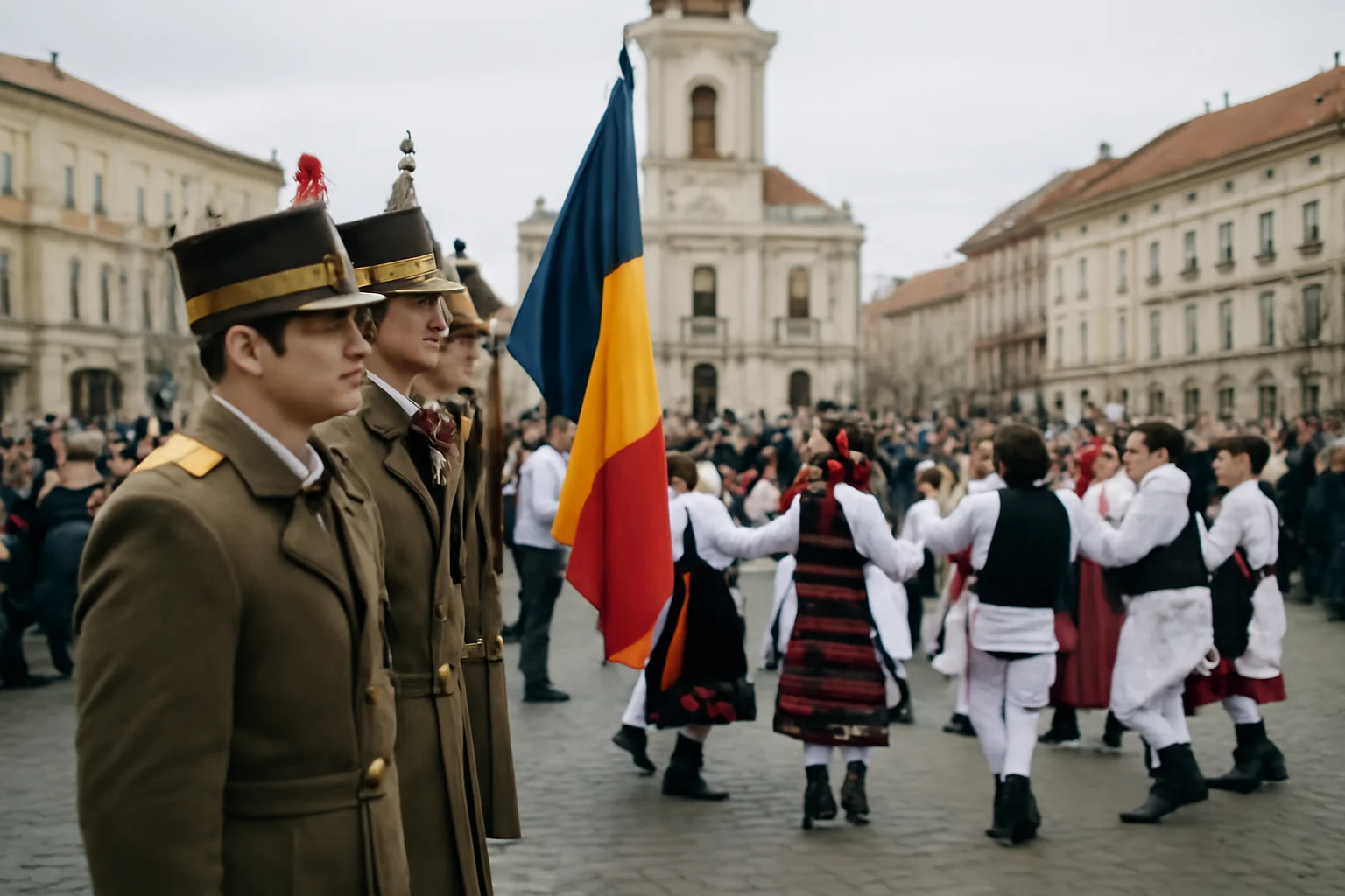 Ceremonie militară și Hora Unirii de Ziua Unirii Principatelor, în Piața Unirii din Oradea