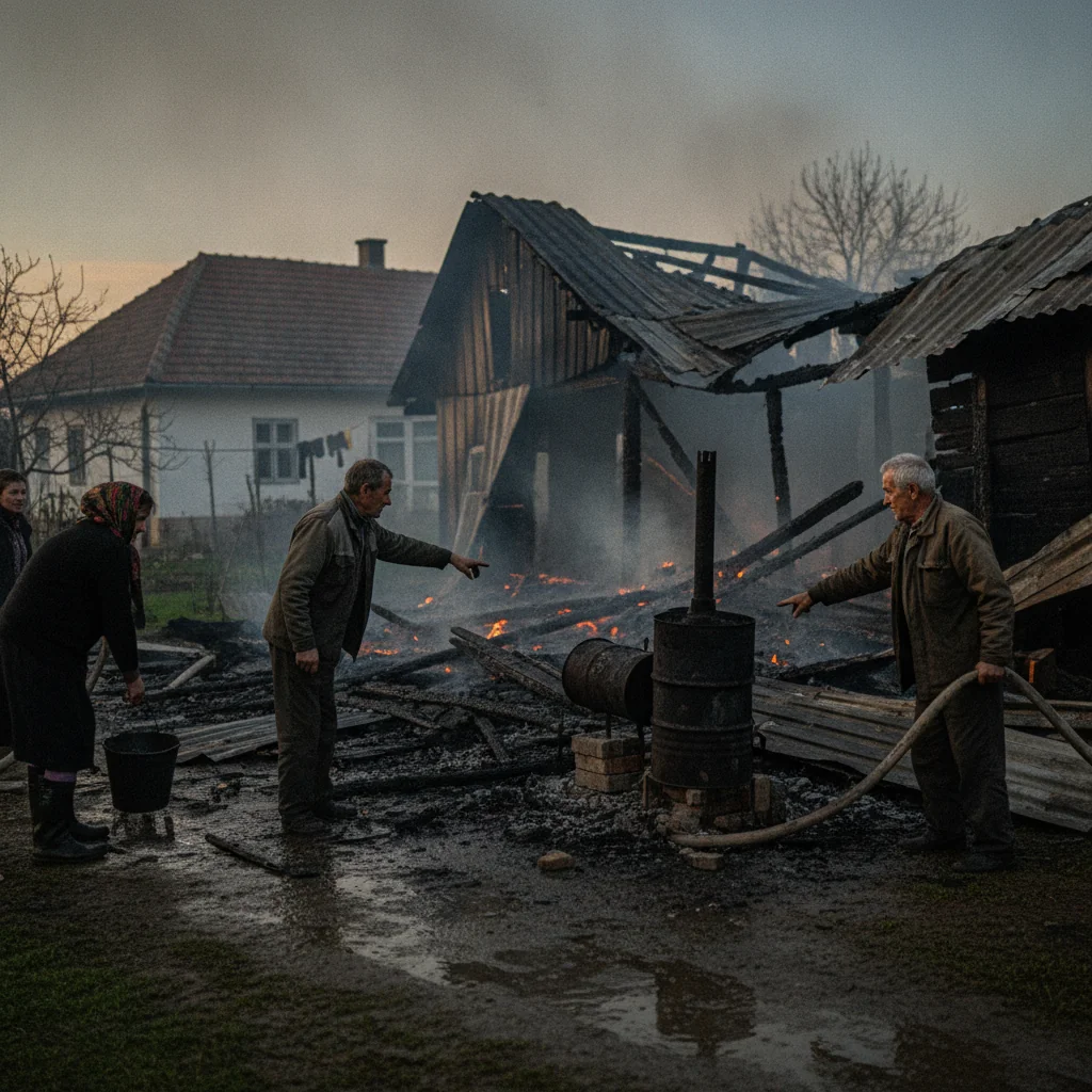 Incendiu în Mădăras, Bihor: o magazie de 40 mp a fost distrusă
