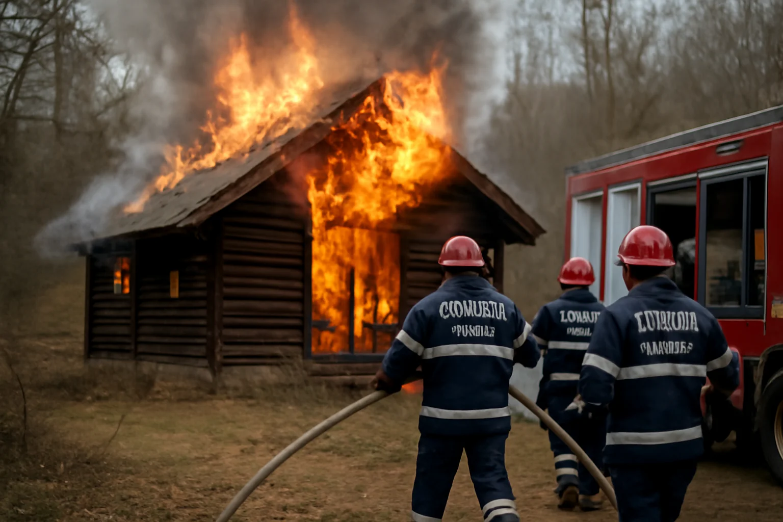 Incendiu la o cabană din Vadu Crișului, intervenție a pompierilor din Oradea și Bihor