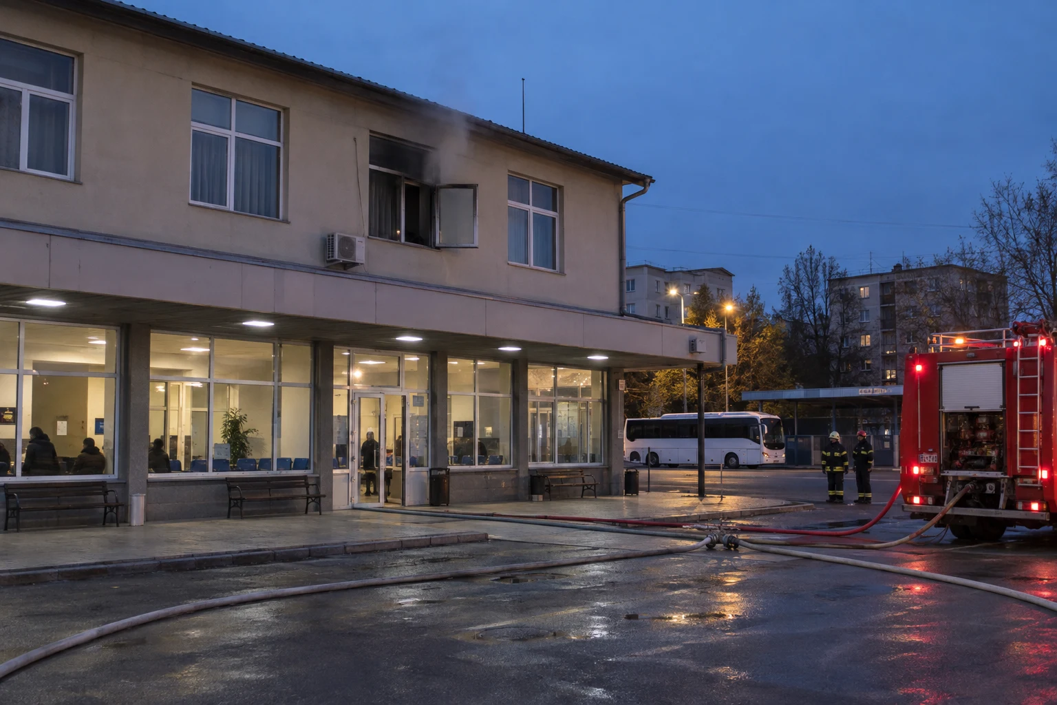 Oradea, Nufărul: incendiu la autogară — ~50 mp la etaj, lichidat în sub 15 minute
