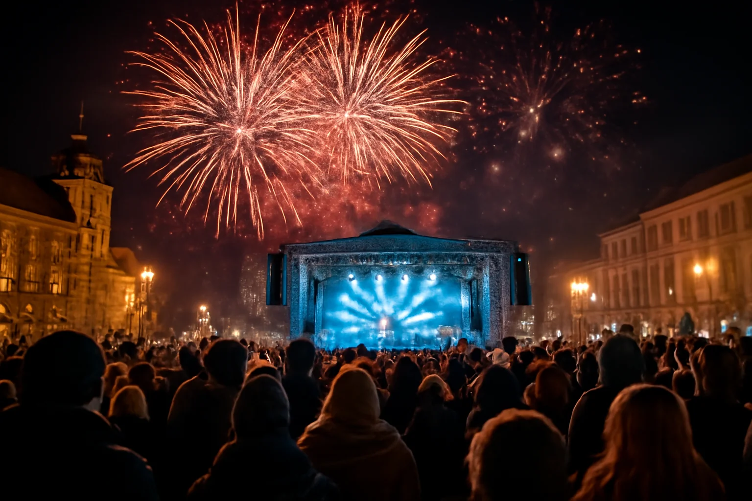 Revelion în stradă la Oradea: mii de oameni au salutat anul 2026 în Piața Unirii